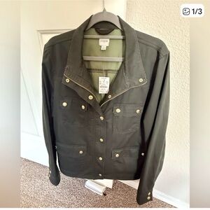 J. Crew Military Field Jacket in Olive with Gold Hardware
